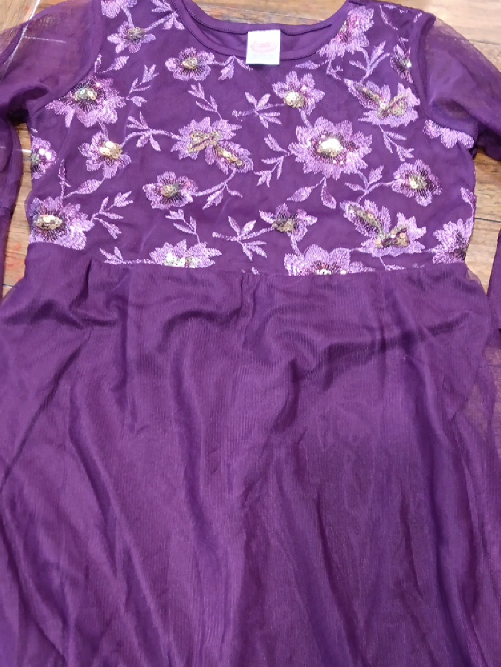 wonder nation Plum Floral Mesh Top Dress.